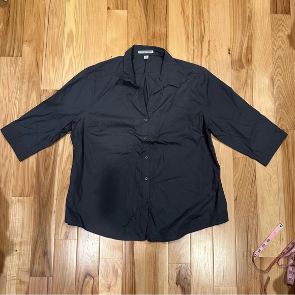 Women’s XXL Slate Gray Button-Down Blouse - Elbow-Length Sleeves - Picture 3 of 6